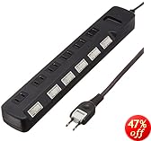 ELECOM �d���^�b�v TV���� ���K�[�h �ȃG�l �ʃX�C�b�`�t 6�� �u���b�N T-TVK03-2625BK