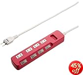 ELECOM �d���^�b�v color style ���K�[�h �ȃG�l �ʃX�C�b�` 4�� 2m �s���N T-PN02-2420PN