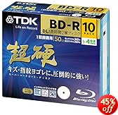 TDK 録画用ブルーレイディスク 超硬シリーズ BD-R DL(長時間2層ディスク) 50GB 1-4倍速 ホワイトワイドプリンタブル 10枚パック 5mmスリムケース ATBRV-50HCPWB10Z