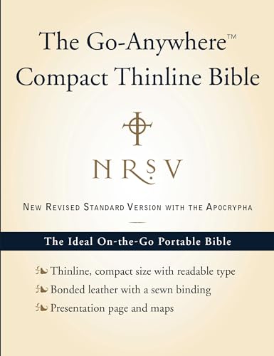 NRSV Go-Anywhere Compact Thinline Bible with the Apocrypha (Bonded Leather, Navy Cover