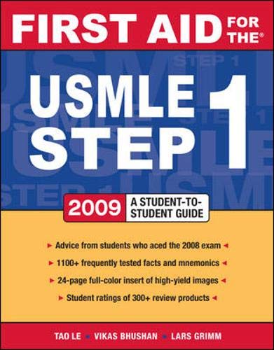 First Aid for the USMLE Step 1 2009: A Student to Student Guide (First Aid USMLE) Cover