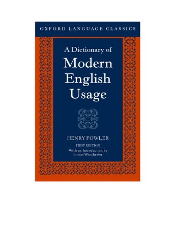 A dictionary of modern English usage Cover