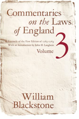 Commentaries on Laws of England, Vol. 3 Cover