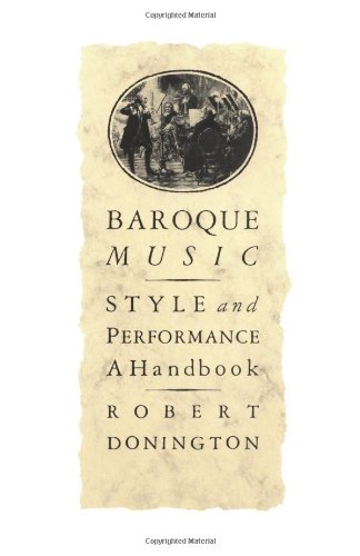 Baroque music, style and performance Cover