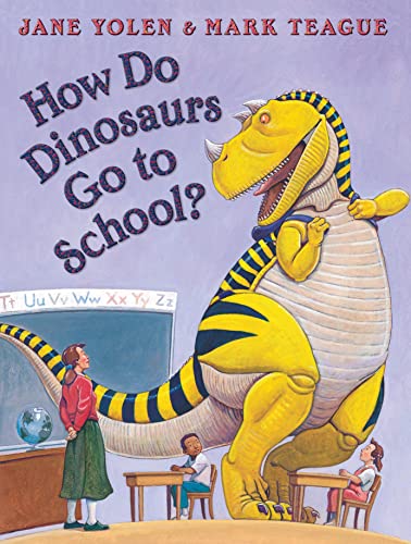 How do dinosaurs go to school? Cover