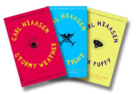 Carl Hiaasen's South Florida Three-Book Set [Sick Puppy, Skin Tight, Stormy Weather] Cover