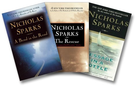 Nicholas Sparks Love Stories Three-Book Set (A Bend In the Road, The Rescue, Message in a Bottle) Cover