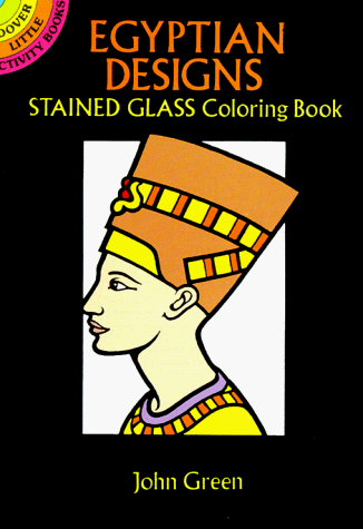 Egyptian Designs Stained Glass Coloring Book Cover