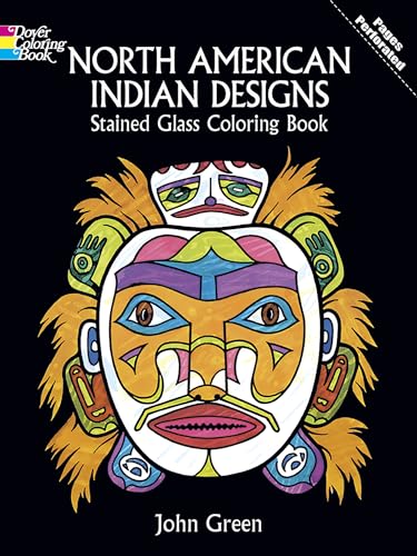 North American Indian Designs Stained Glass Coloring Book Cover