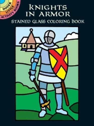 Knights in Armor Stained Glass Coloring Book Cover