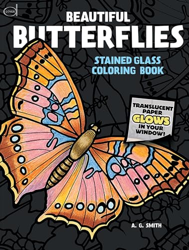 Beautiful Butterflies Stained Glass Coloring Book Cover