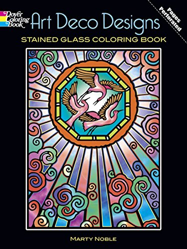 Art Deco Designs Stained Glass Coloring Book Cover