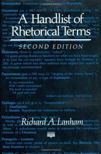 A handlist of rhetorical terms Cover