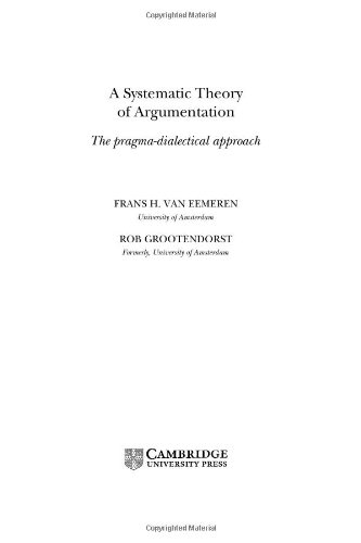 A systematic theory of argumentation Cover