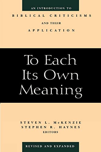 To each its own meaning Cover