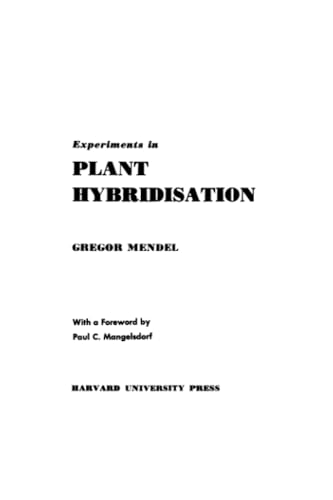 Experiments in plant hybridisation Cover