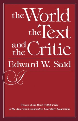 The World, the Text and the Critic. Cover