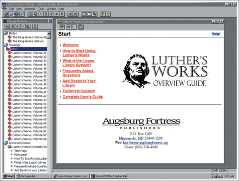 Luther's Works on Cd-Rom (Luther & Lutheranism) Cover