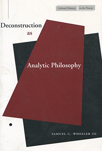 Deconstruction as analytic philosophy Cover