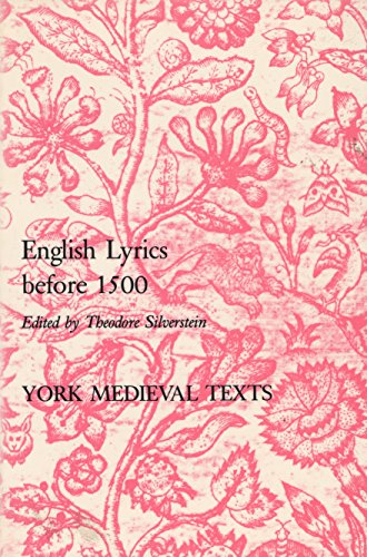 English Lyrics Before 1500 (York Medieval Texts. Second Series) Cover