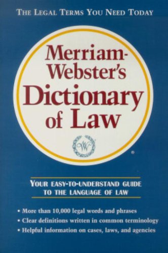 Merriam-Webster's dictionary of law. Cover