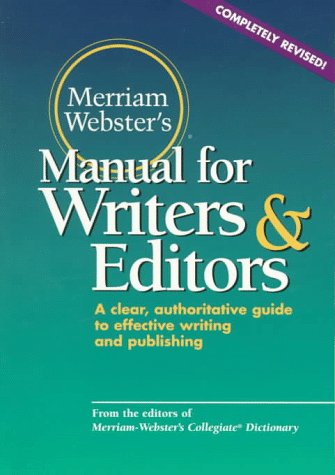 Merriam-Webster's manual for writers and editors. Cover