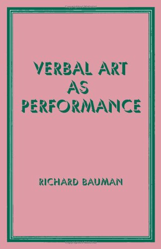 Verbal art as performance Cover