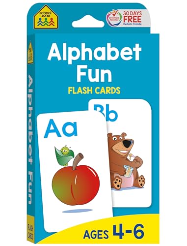 School Zone - Alphabet Fun Flash Cards - Ages 4 to 6, Preschool to Kindergarten, ABCs, Uppercase and Lowercase Letters, Spelling, and More Cover