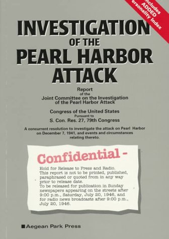 Investigation of the Pearl Harbor Attack: Report of the Joint Committee on the Investigation of the Pearl Harbor Attack  Cover