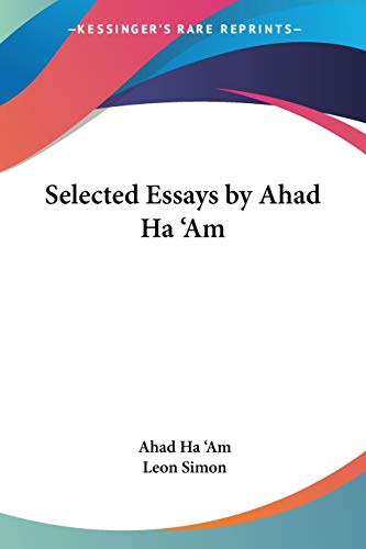 Selected Essays by Ahad Ha 'Am Cover