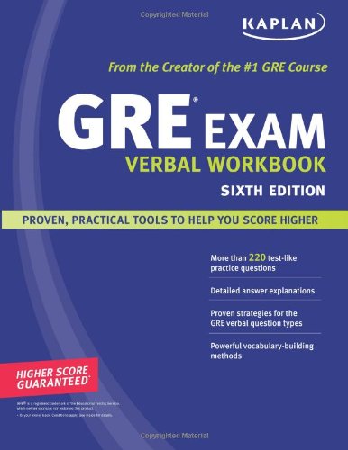 Kaplan GRE Exam Verbal Workbook, Sixth Edition Cover
