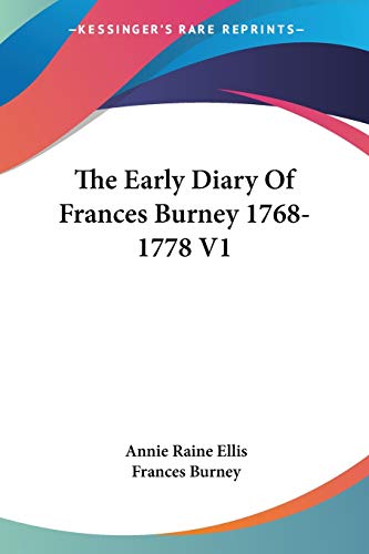 The Early Diary Of Frances Burney 1768-1778 V1 Cover