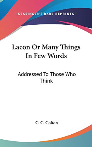 Lacon Or Many Things In Few Words Cover