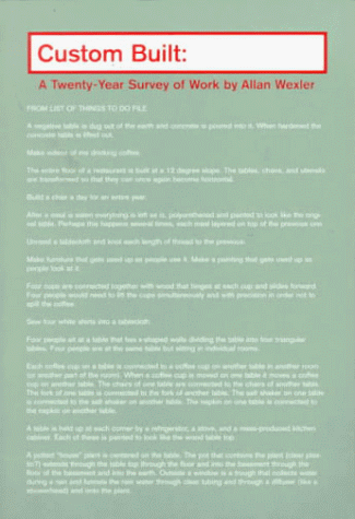 Custom Built a Twenty-Year Survey of Work by Allan Wexler Cover