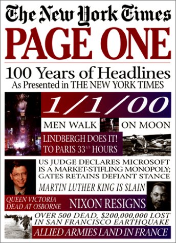 Page one: one hundred years of headlines as presented in the New York times. Cover