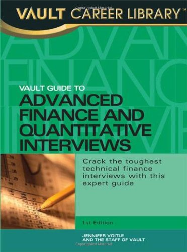 Vault Guide to Advanced Finance & Quantitative Interviews Cover