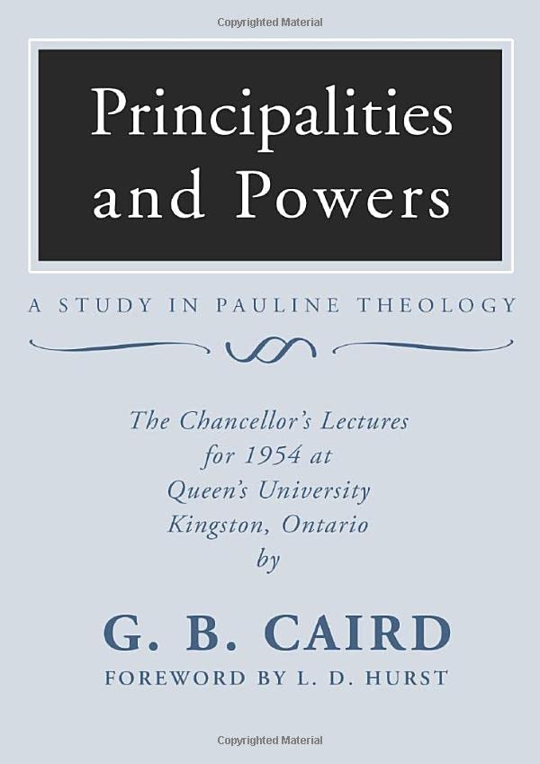 Principalities And Powers: A Study In Pauline Theology Cover