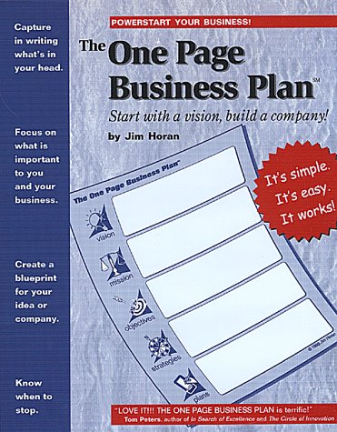 The one page business plan Cover