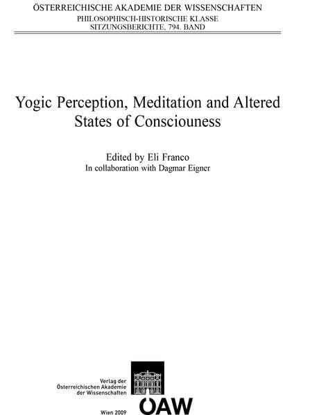 Yogic perception, meditation and altered states of consciouness [sic] Cover