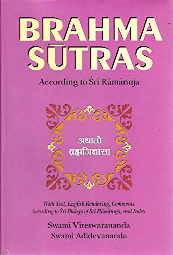 Brahma-Sutras Sri-Bhasya ; With Text, English Rendering, Comments According to Sri-Bhasya of Sri Ramanuja and Index Cover